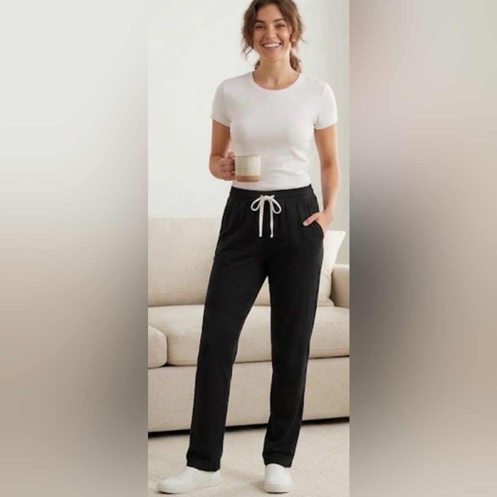 Soma Black Cotton Blend Drawstring Lounge Pants Size Small